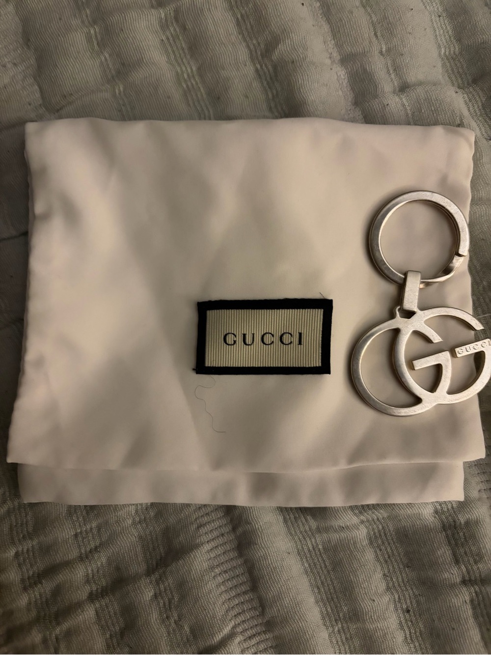 Gucci Silver Double G Logo Charm/key chain
